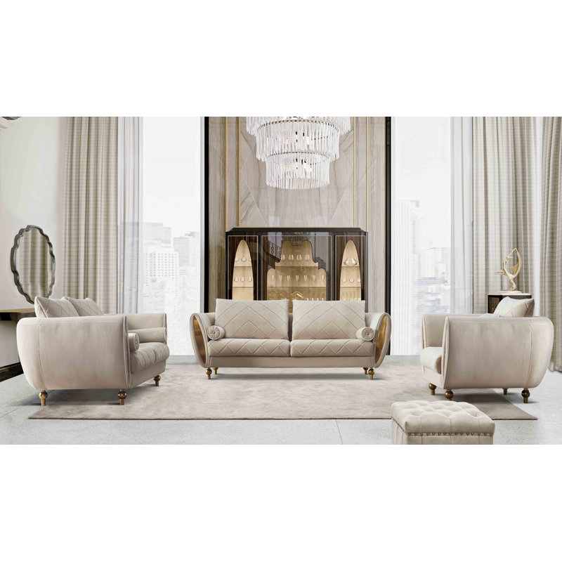 Sipario Vita Velvet Sofa, Beige