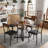 Round Dining Table Set for 4-Wood Round Kitchen Table with 4 Upholstered Chairs, Brown Wood Grain Top & Black Steel Frame, Round Dinner Table for Small Space