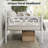 Twin Size Metal Daybed Sofa Bed Frame, Heavy Duty Metal Slats, Day Bed for Living Room, Bedroom, White-208434357