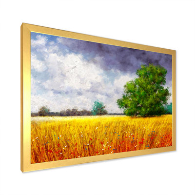 «Yellow and Blue Summer Landscape Field Ii», art mural traditionnel sur toile