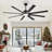 Cissline 72" 8-Blade Black Ceiling Fan with Light and Remote Control, Modern Large Airflow Design for Living Room