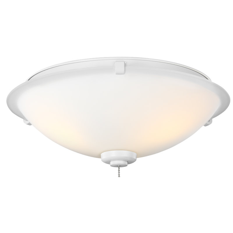 3 - Light Bowl Ceiling Fan Light Kit, Rubberized White