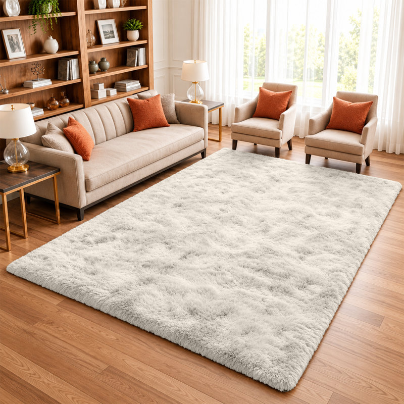 Machine Tufted High Pile Shag Area Rug(Ultra Soft & Fluffy), Rectangle 60 x 110 cm, Cream