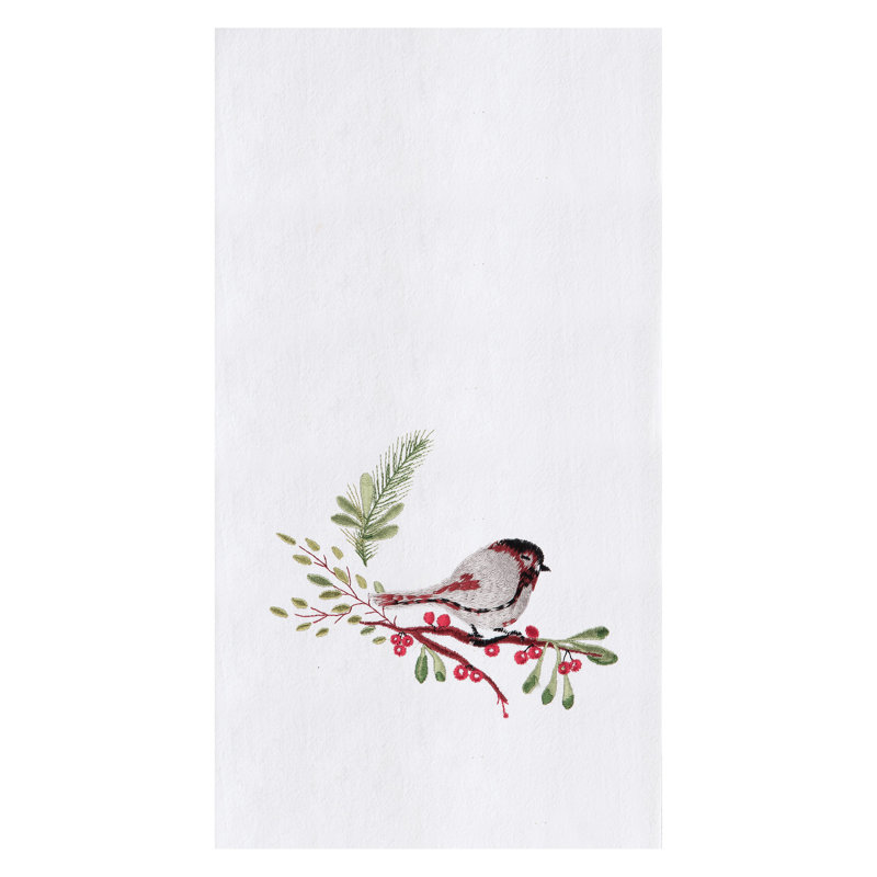 Essuie-tout à motif brodé de baies rouges