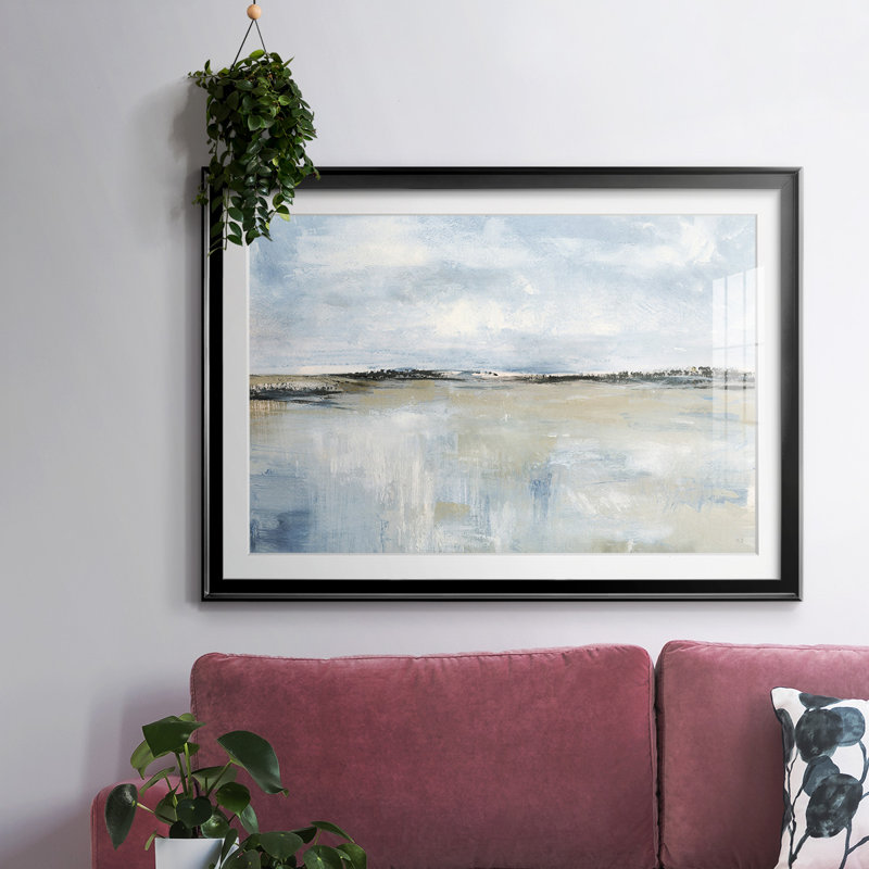 Across the Meadow - Cadre encadré avec biseau mat et verre, Argent, H 30 po x l 44 po x P 1,5 po
