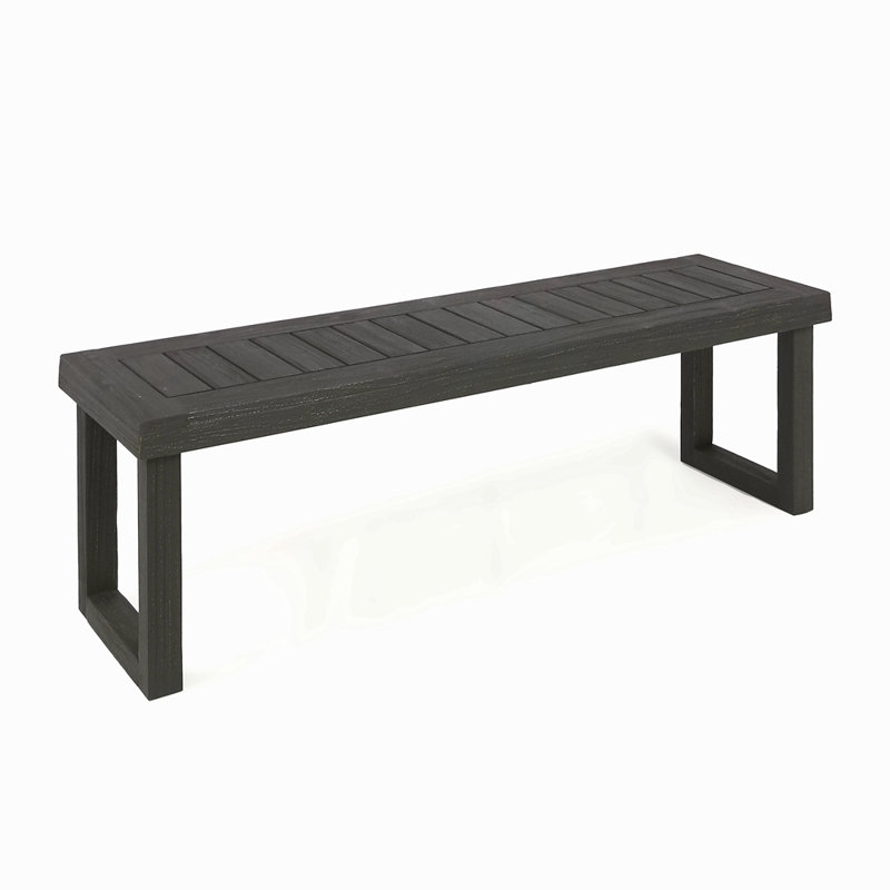 Outdoor Acacia Wood Dining Bench,Dark Grey, Gray
