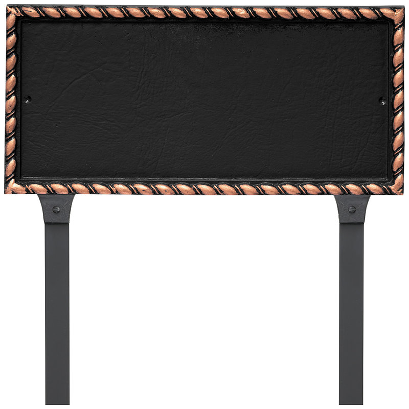 Plaque d'adresse rectangulaire à deux lignes avec piquets de pelouse Franklin, Noir / Cuivre, Oui
