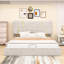 Grand lit plateforme tapissier avec système de rangement relevable et tête de lit Sabreea-186857963