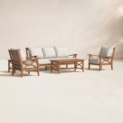 Brunswick 5 Piece Teak Sofa Seating Group with Cushions 