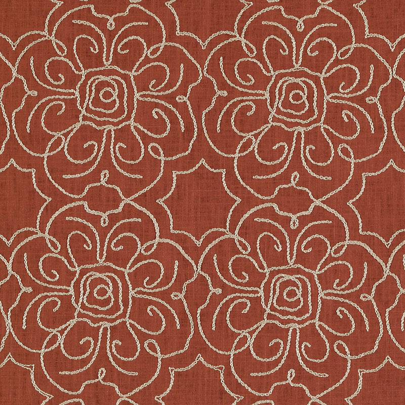 Barton Embroideries Fabric, Coral