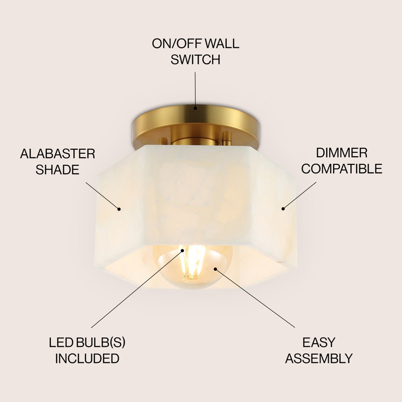 Martell Alabaster Semi Flush Mount, Gold