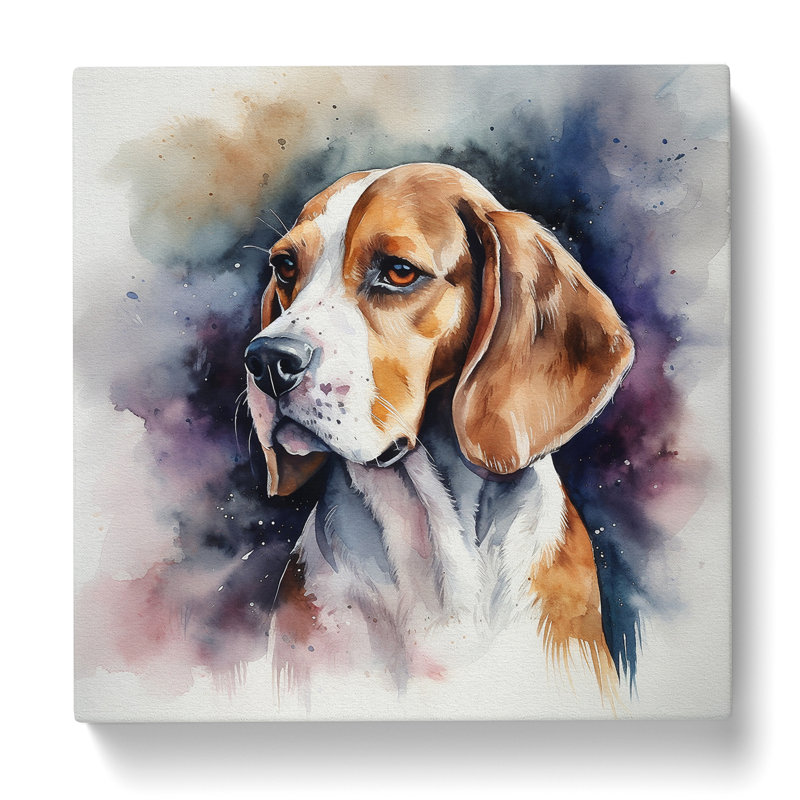 Beagle Watercolour - No Frame Print, 35cm H x 35cm W x 3cm D