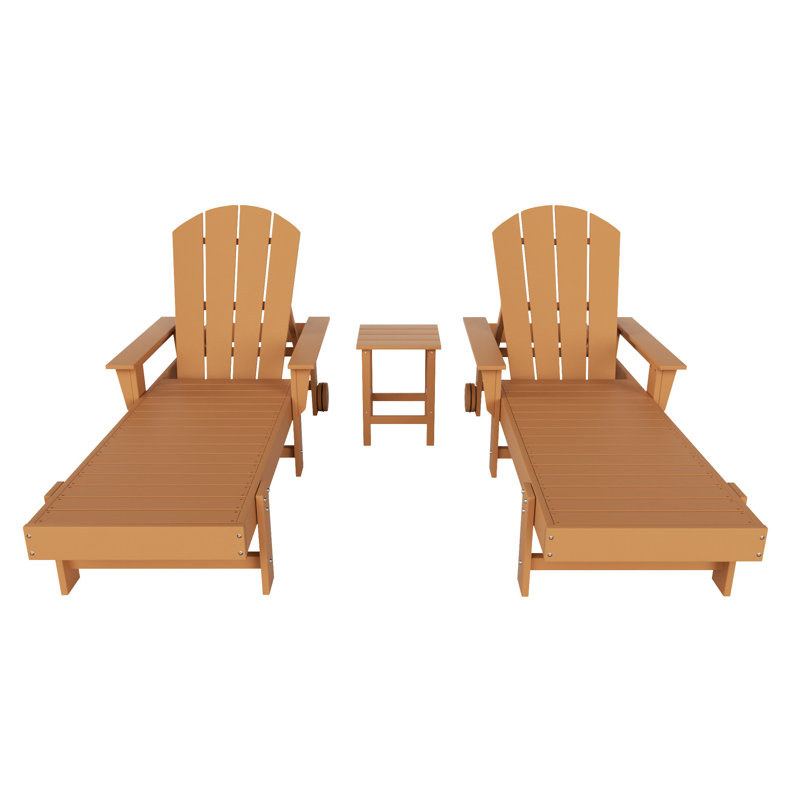 Laguna Outdoor Chaise Lounge Set with Table, Teak