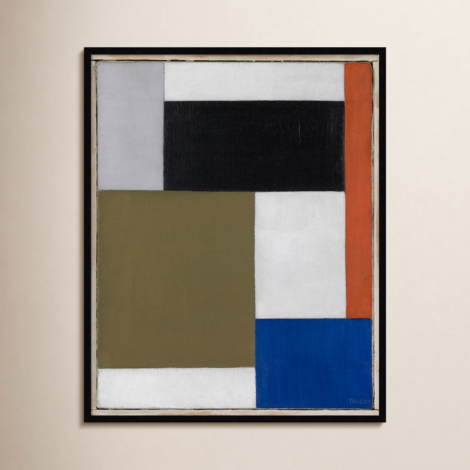 Composition by Theo Van Doesburg, Black Paper Framed, 41" H x 33" W