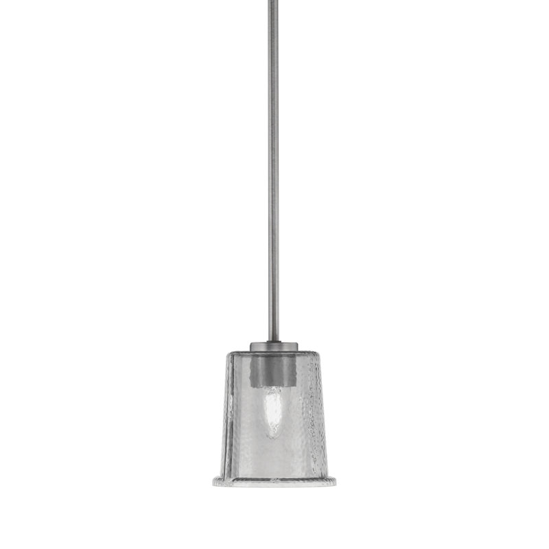 Mini suspension Nicomedes présentée en finition graphite avec un verre fumé à bulles de 13,3 cm (5,25 po).