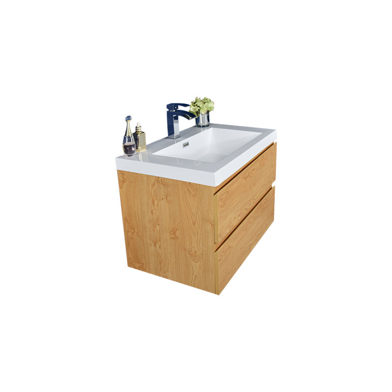 Ensemble de meuble-lavabo simple mural Ninel 30, Chêne d'Angleterre