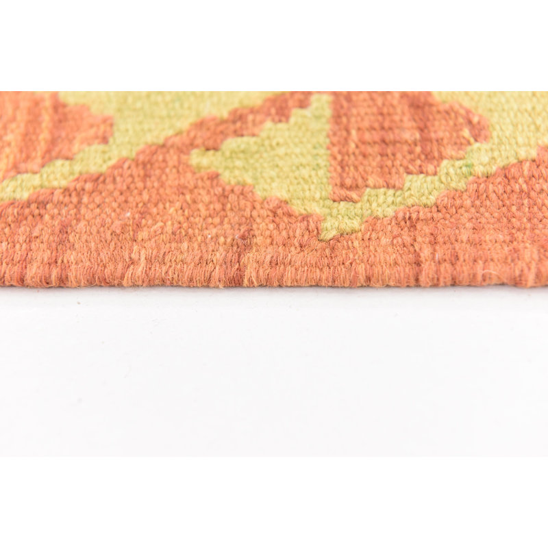 Tapis de zone en laine beige/vert 4 pi 10 po x 6 pi 9 po one-of-kind à la main noué la Elland