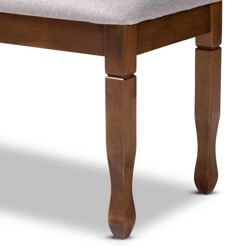 Polyester Blend Upholstered Bench, Walnut Brown, Grey