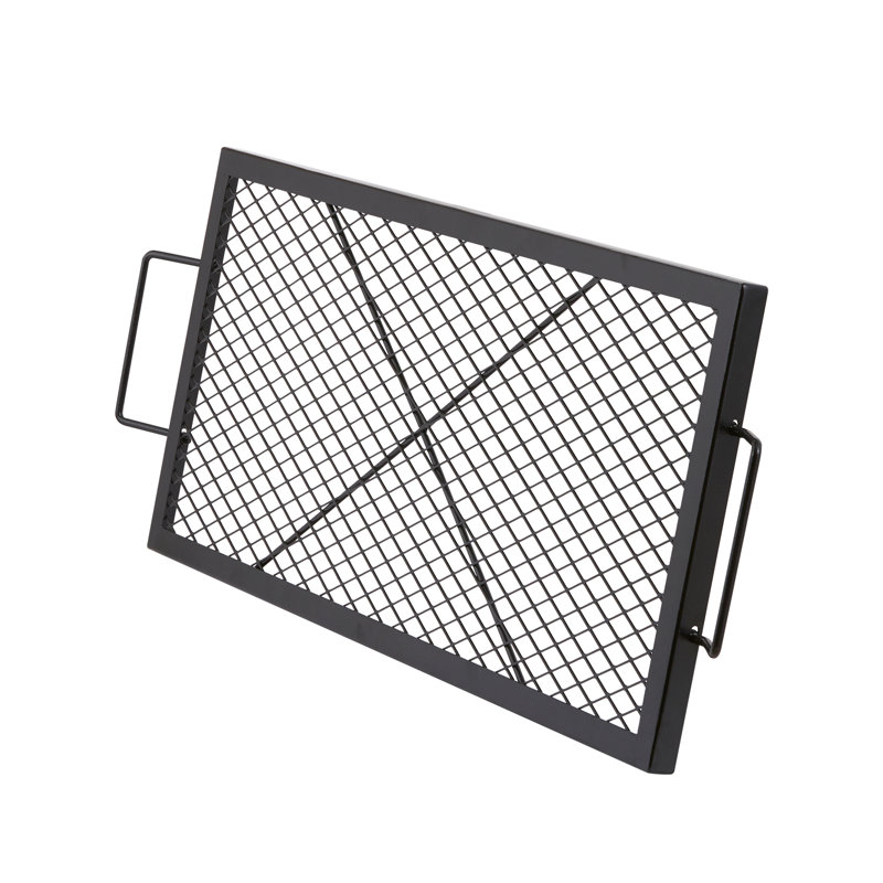 Black Heavy Duty Steel Rectangular Fire Pit Grill Grate with Handles