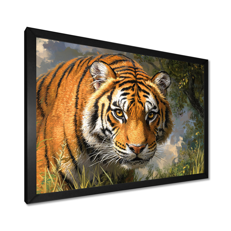 Aquarelle, portrait de tigre I - impression murale de tigre, H 12 po x l 20 po, Noir