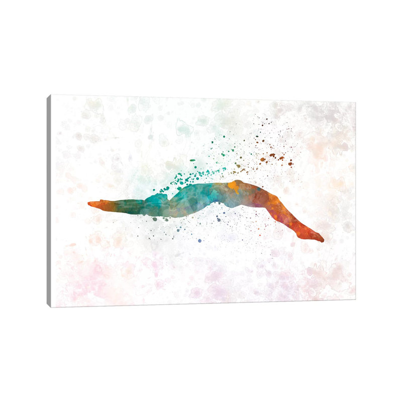 Swimming Silhouette III by Paul Rommer - Wrapped Canvas Painting, 20.32 cm H x 30.48 cm W