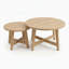 Ensemble de 2 tables basses gigognes rondes, finition en bois naturel avec cadre en forme de X pour une vie moderne et peu encombrante-133523814