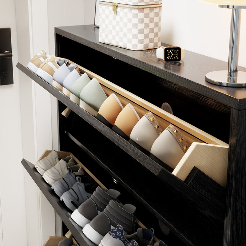 Black Solid wood Shoe Storage