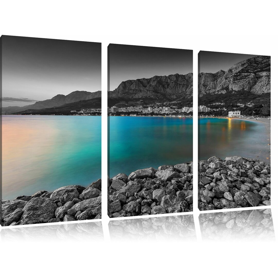 3-tlg. Leinwandbilder-Set „Sensationeller Strand in Makarska Kroatien", Fotodruck