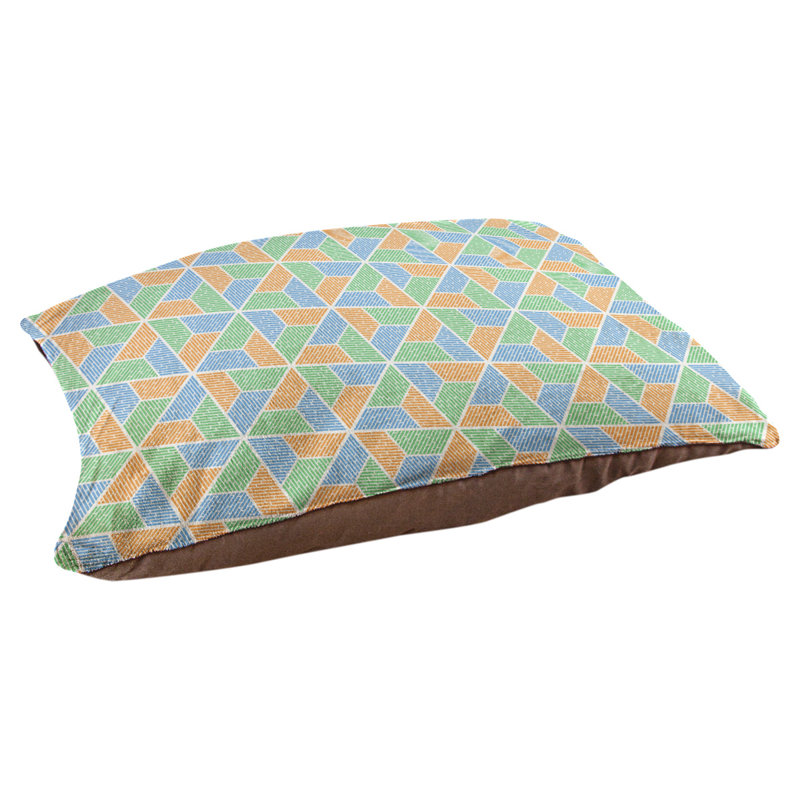 Coussin pour chien Byrge Trapezoids, Très grand (l 50 po x P 40 po x H 42 po), Vert / orange / bleu