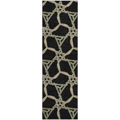 Premium Machine Washable Prisco Black Rug