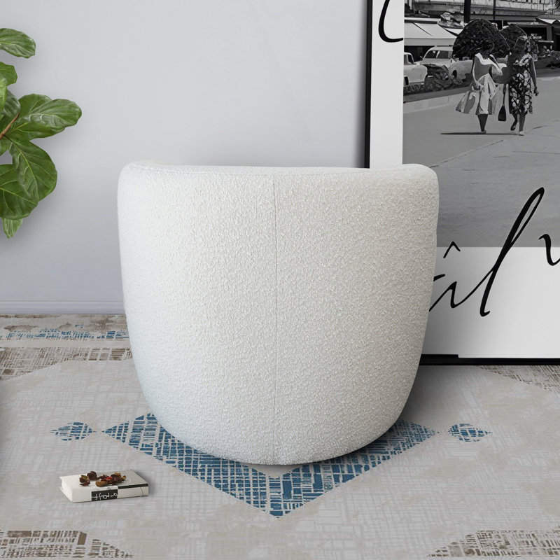 White Boucle Lounge Chair