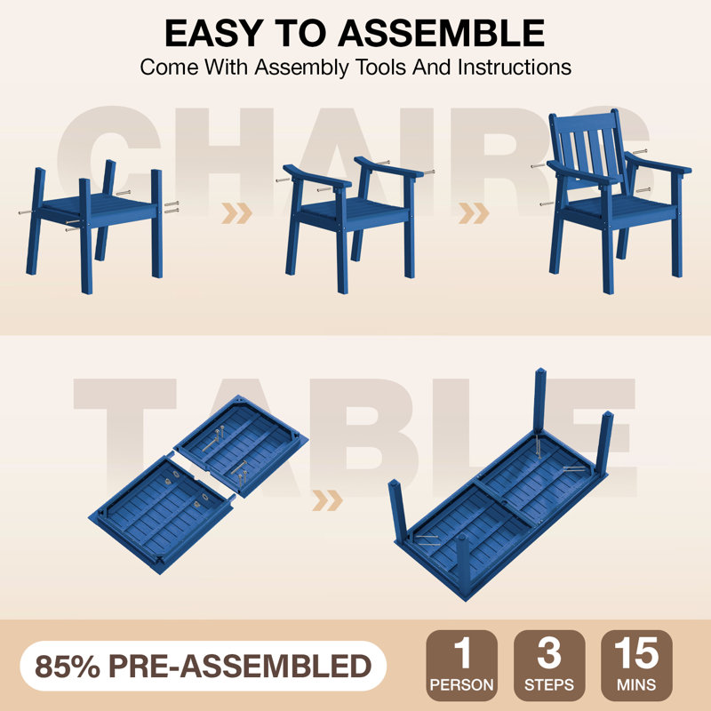 All Weather Rectangular Patio Table With Umbrella Hole And Aluminum Frame - Outdoor Furniture For Outside Backyard/Garden/Pool/Porch/Deck