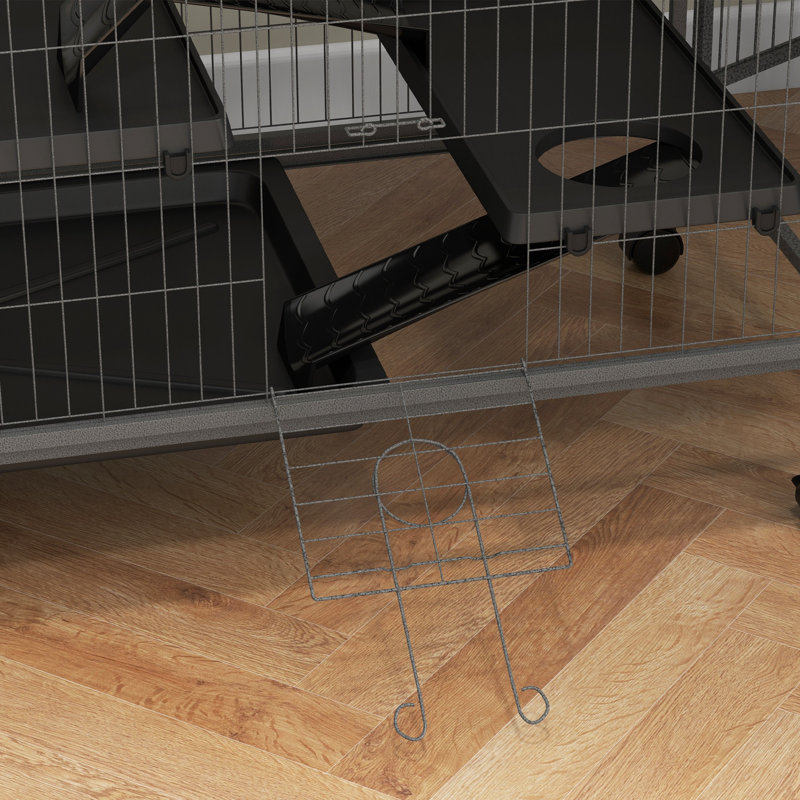 Cage à petits animaux avec rampe Susanna, Gray, 50.5" H x 31.5" W x 21" D