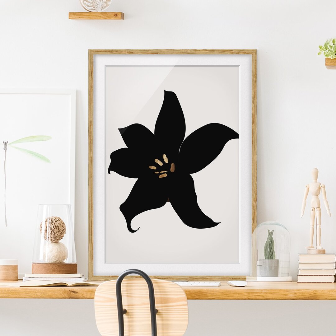 Gerahmtes Poster Plant World - Orchid Black and Gold