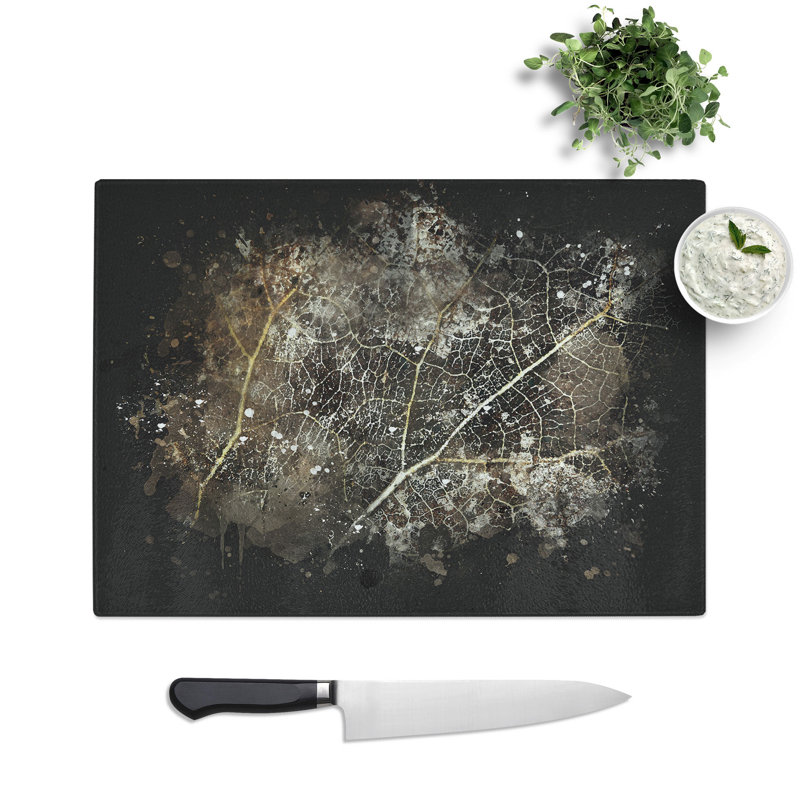Tempered Glass the Beauty of an Autumn Leaf Chopping Board, 20 cm x 28.5 cm