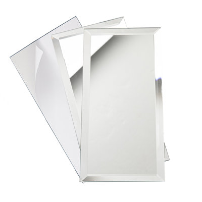 Diflart Peel and Stick 4 in. x 8 in. Reflections Glass Mirror Beveled Subway Backsplash Wall Tile