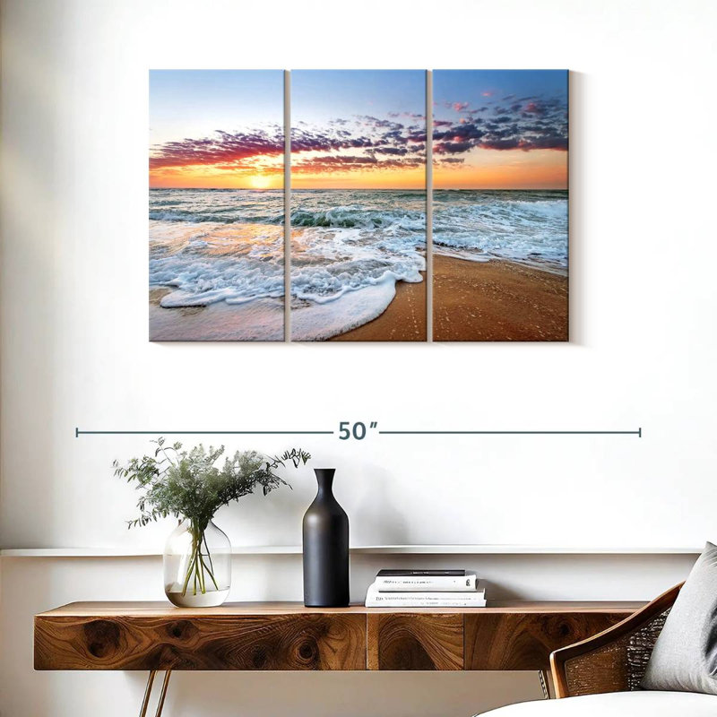 " Cancun Beach " 3 - Pieces, 24" H x 38" W x 1.25" D