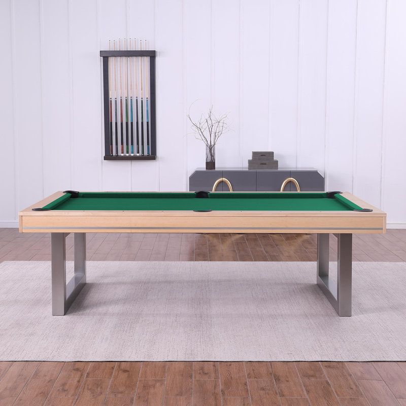 Table de billard en bois massif Harmony, 8 pi, Vert jaune, Chêne Naturel
