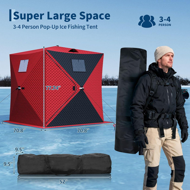 Abri de pêche Pop Up Ice, Noir