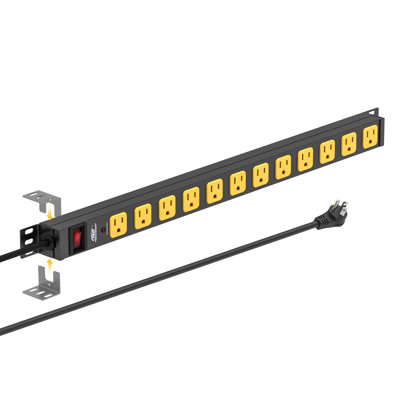 CRST 12-Outlet Mountable Long Power Strip, 2100 Joules Heavy Duty Surge Protector Power Strip, Slim Metal Power Bar with 6FT14AWG Cord, ETL Listed