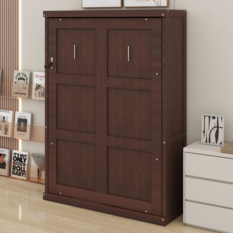Lit escamotable escamotable dans une armoire Murphy, Twin, Espresso