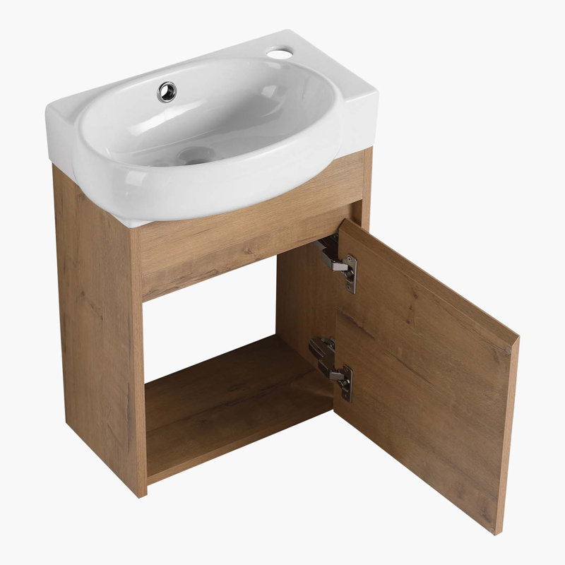 Meuble-lavabo simple 16,8 po avec plateau en céramique Alyria