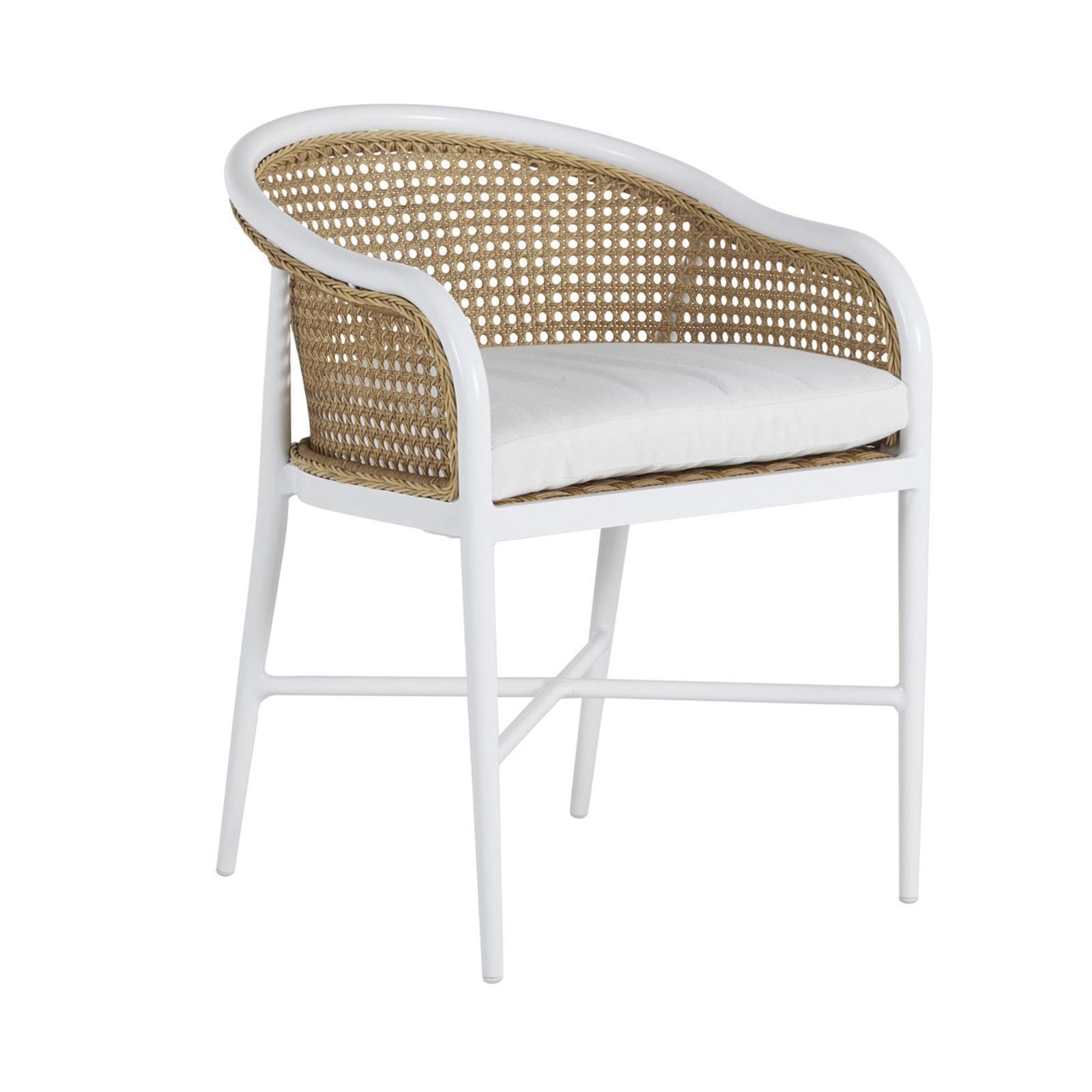 Havana Cane N-Dura Resin Wicker Outdoor Arm Chair, Chalk, No Welt, Natural White