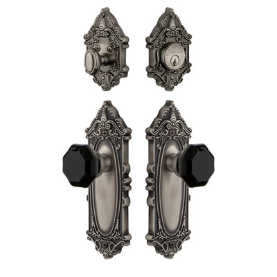 Grande Victorian Long Plate Complete Entry Set with Single Cylinder Deadbolot and Lyon Knob