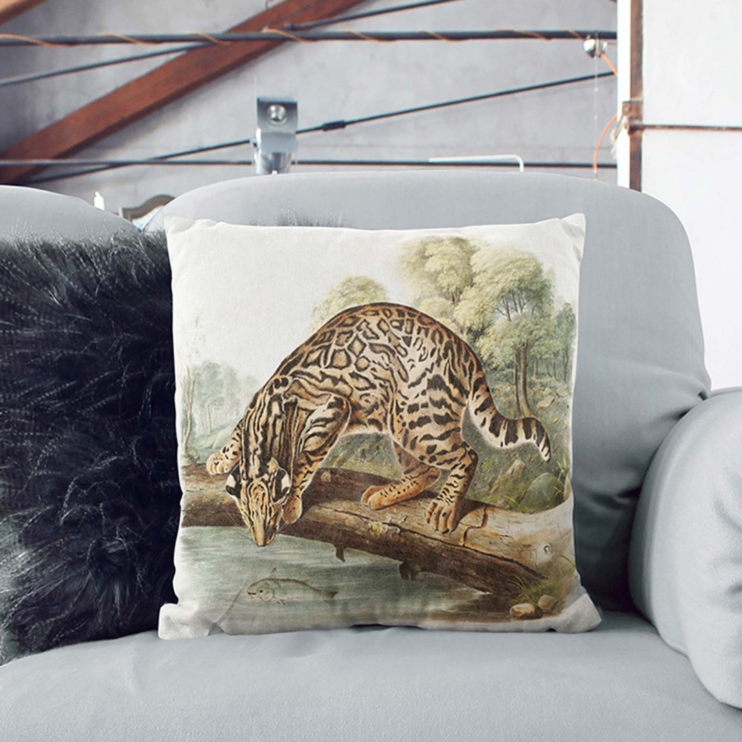 Leopard-Cat by J.W. Audubon Cushion with Filling