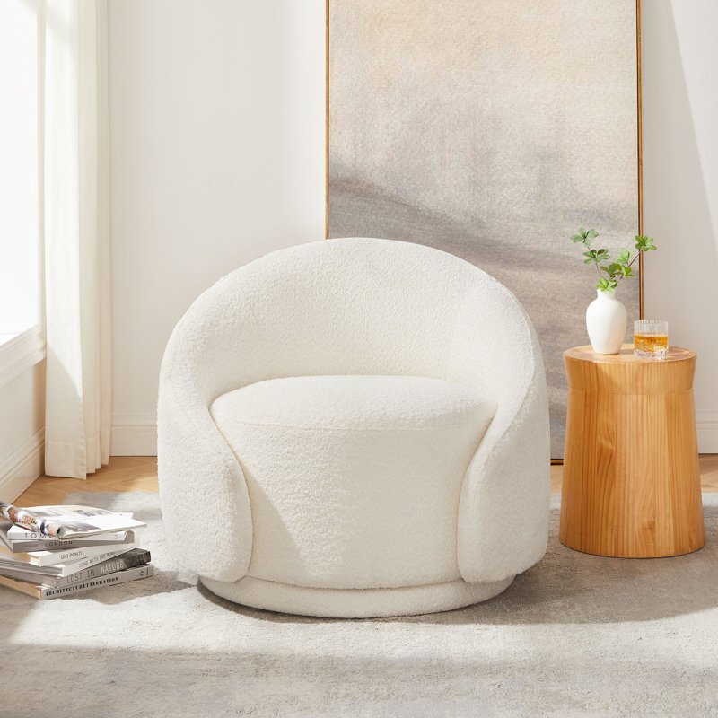 Gabbanelli Upholstered Accent Chair, White Boucle