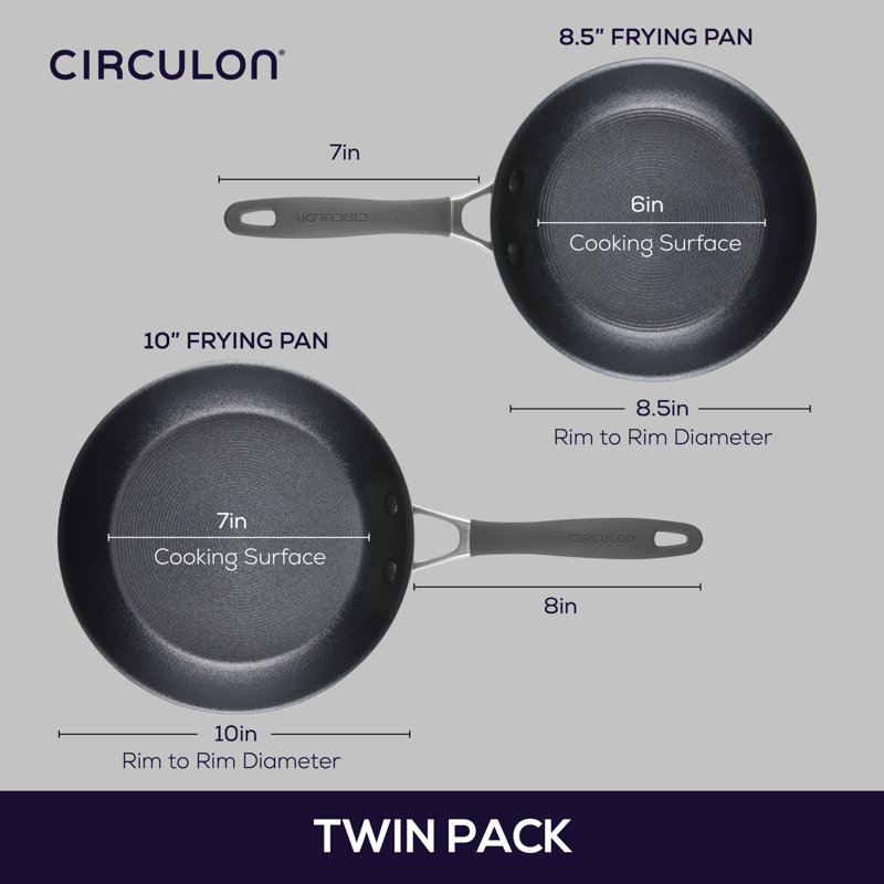 Circulon A1 Series With Scratchdefense Technology Nonstick Induction 8.5-Inch And 10-Inch Frying Pans / Skillet Set,  2 Piece, Graphite