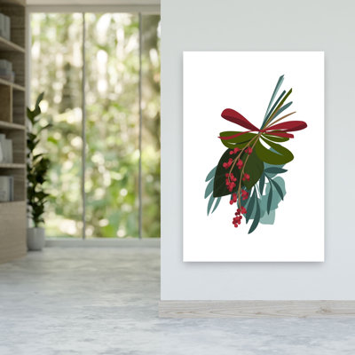 Festive Berry Branches Abstract Contemporary Landscape Nature, impression d'art mural