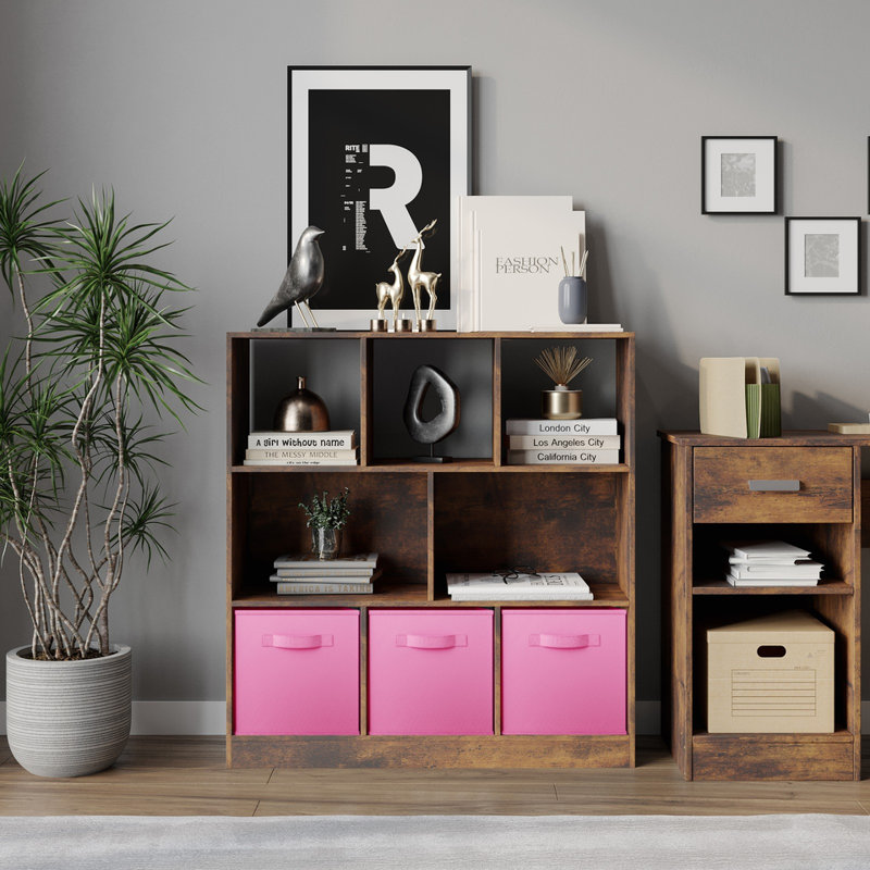 95.3cm H x 88.8cm W Cube Bookcase, Light Pink