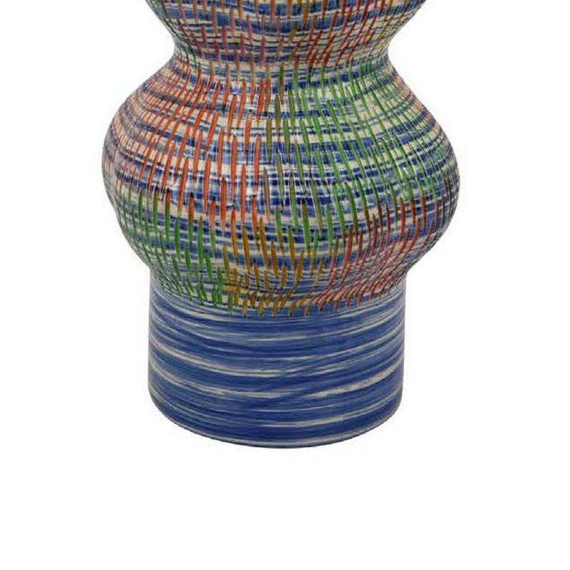 Vase décoratif décoratif, 3 accents arrondis, céramique multicolore de 22 pouces